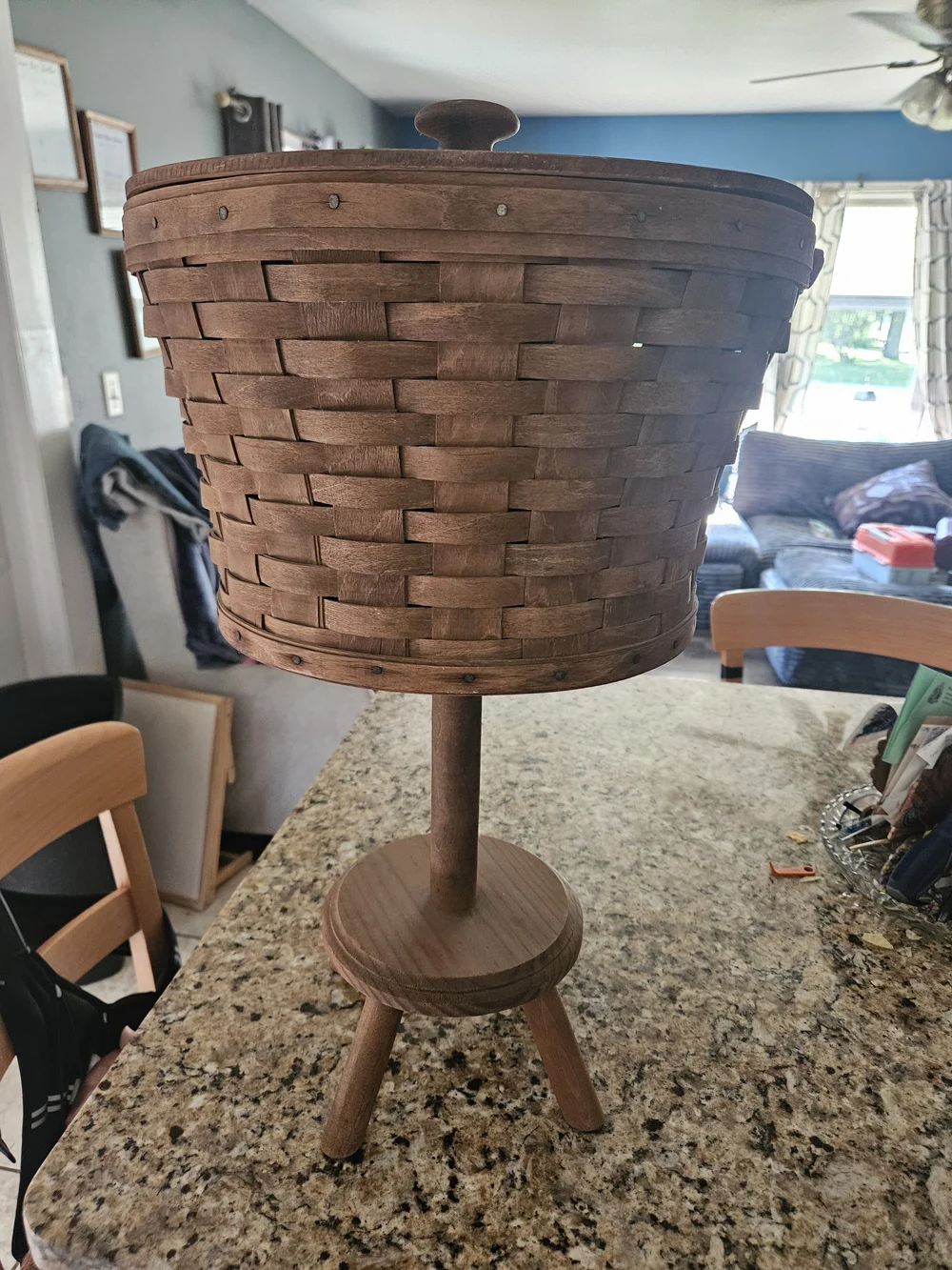 Longaberger Brown Woven Basket Pedestal Accent